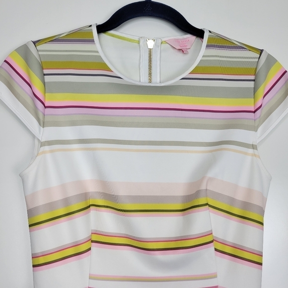 Ted Baker Aquai Skater Dress in Carousel Stripe with Gold Zipper Size 1 - Picture 6 of 14